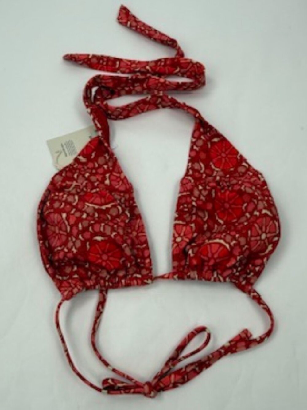 RHODE Red Pink Floral Triangle Bikini Top Size M NWT
